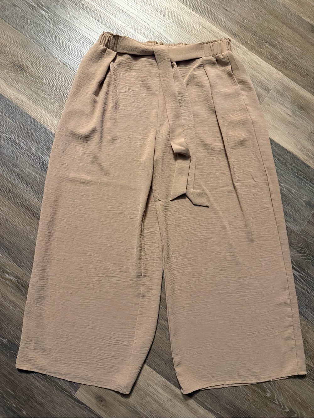 Pretty Garden Women’s Wide-Leg Tie-Waist Pants in Camel L